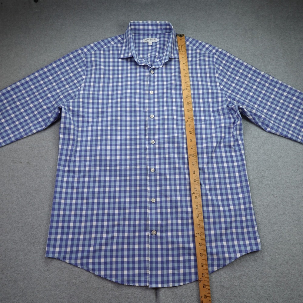 Peter Millar Shirt Mens Large Blue Gingham Summer Comfort Button Front Preppy - Picture 8 of 15